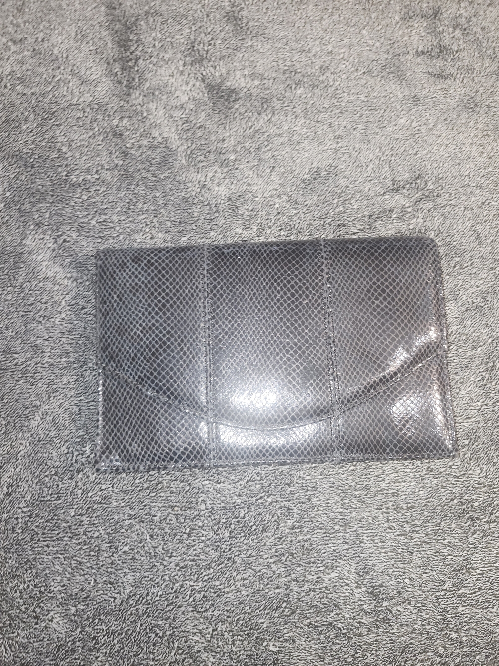 Vintage Charcoal Gray Snakeskin-Texture Clutch